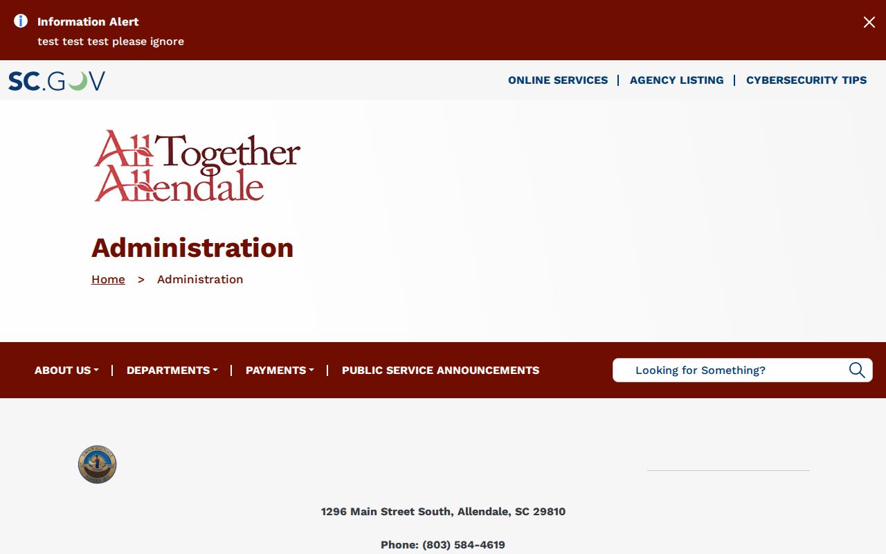 Town Hall for Allendale County criminal record access